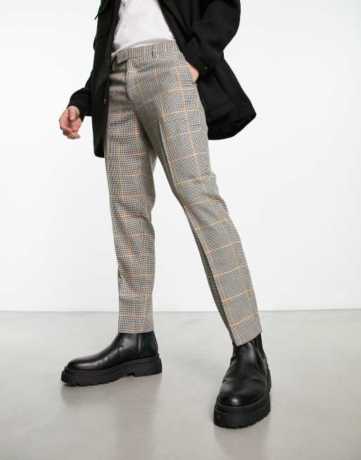 Check slim cropped trousers 2024 mens