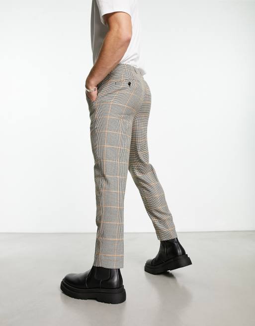 Check cropped hot sale slim trousers