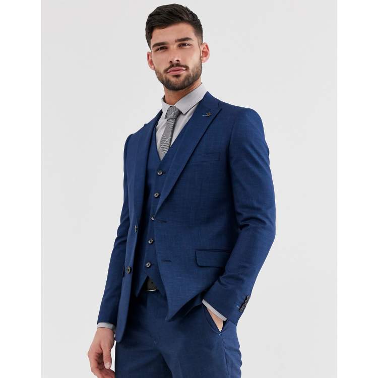 Original Penguin slim fit blue semi plain textured suit jacket