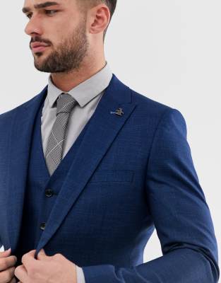 Original Penguin slim fit blue semi plain textured suit jacket