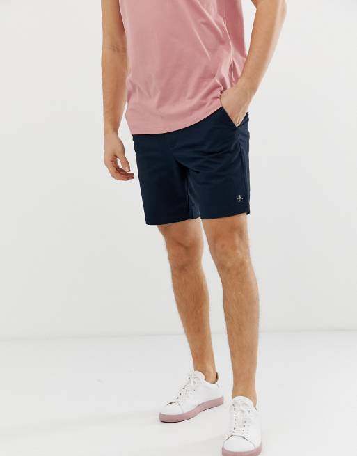Original Penguin - Slim-fit chinoshort met stretch in marineblauw