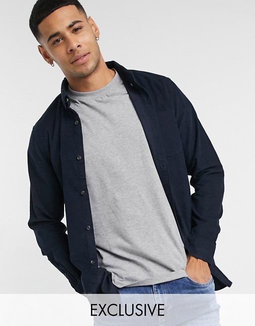 Original Penguin slim fit cord shirt in navy with small logo