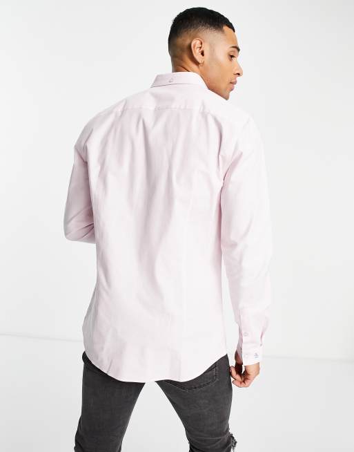 slim fit dress slacks Original Penguin Men's Core Oxford Long Sleeve Shirt in Bright White/White, Size 2XL, 100% Cotton