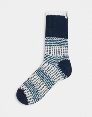 Original Penguin Christmas slipper sock in navy twisted yarn