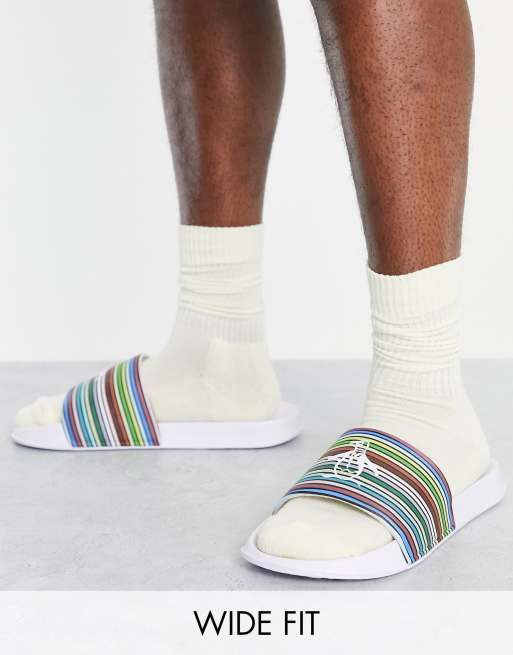 Original Penguin - Slippers met logo en brede pasvorm in veelkleurige strepen
