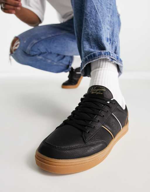 Original Penguin - Sneakers nere con suola in gomma, lacci e logo