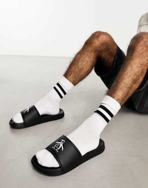 Original Penguin - Sorte sliders med logo