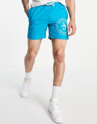 stamp logo swim shorts-Blues