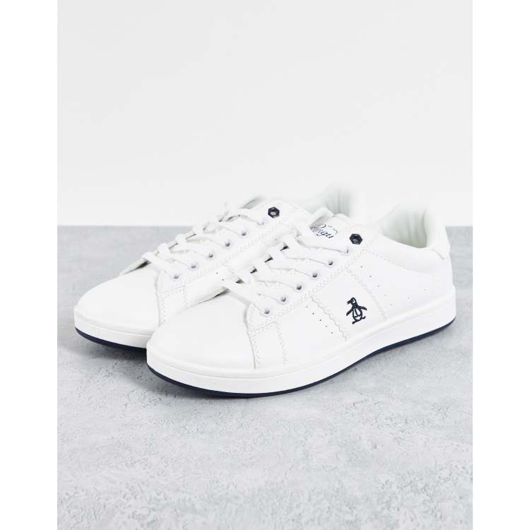 Original Penguin steadman lace up trainers in white ASOS
