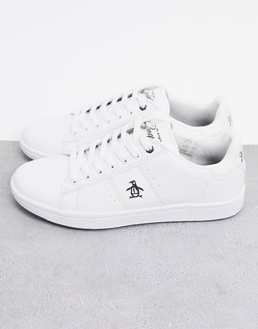 Original Penguin steadman lace up trainers in white