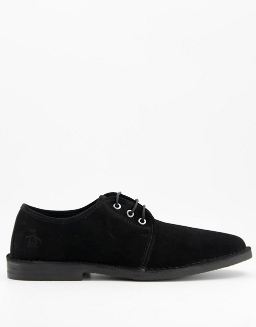 Original Penguin suede casual lace up shoes in black