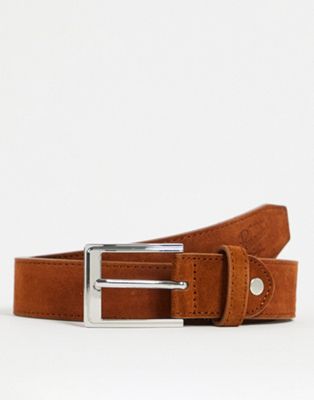 Original Penguin suede leather belt in brown