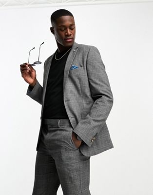 Original Penguin suit jacket in grey and blue check