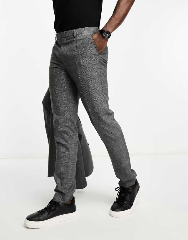 Original Penguin suit pants in gray and blue check