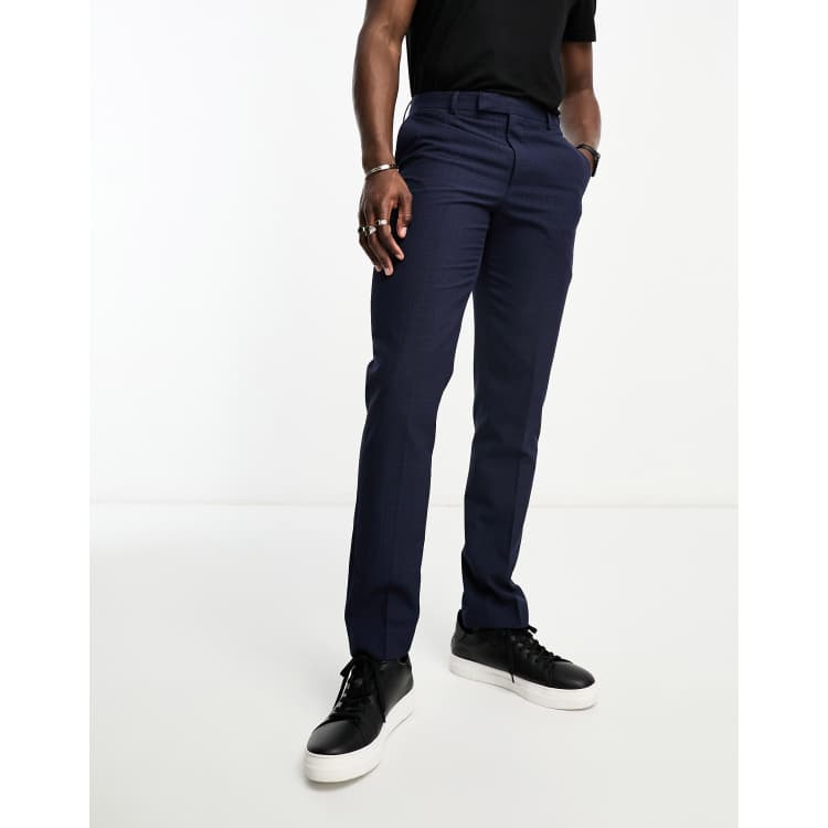 Original Penguin suit trousers in navy with black check ASOS