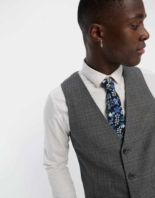 Blue check suit with grey clearance waistcoat