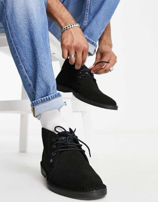 Original Penguin – Svarta ökenkängor i mocka