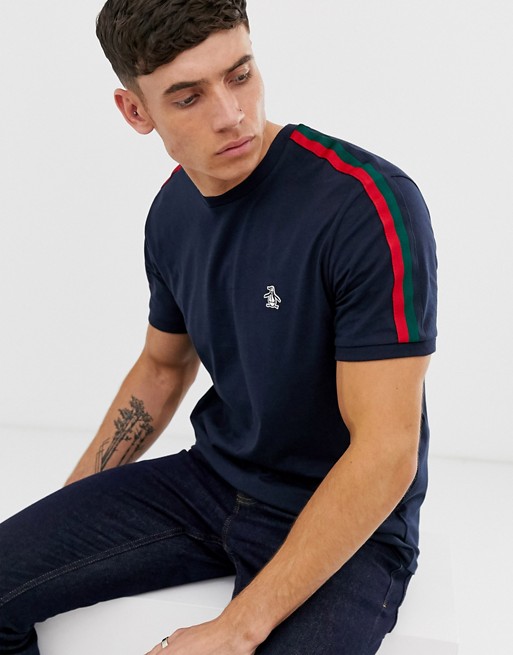 Original Penguin t-shirt in navy with side stripe