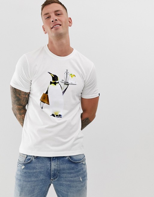 Original Penguin t-shirt in white with waiter penguin print