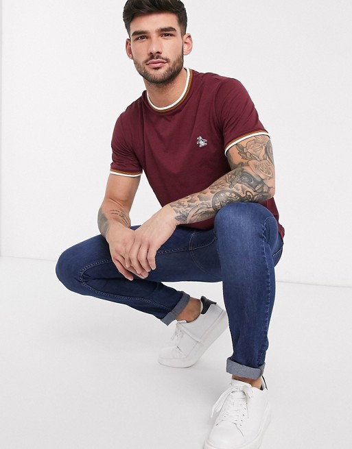 Original Penguin t-shirt with small logo in burgundy