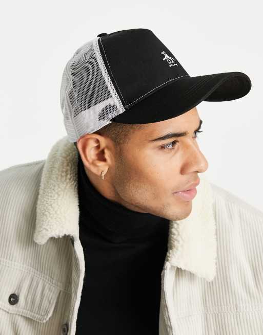 Original Penguin - Truckerpet met mesh achterkant in zwart en wit, 3 van 4