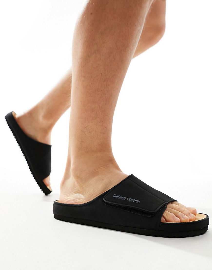 velcro strap sandals in black