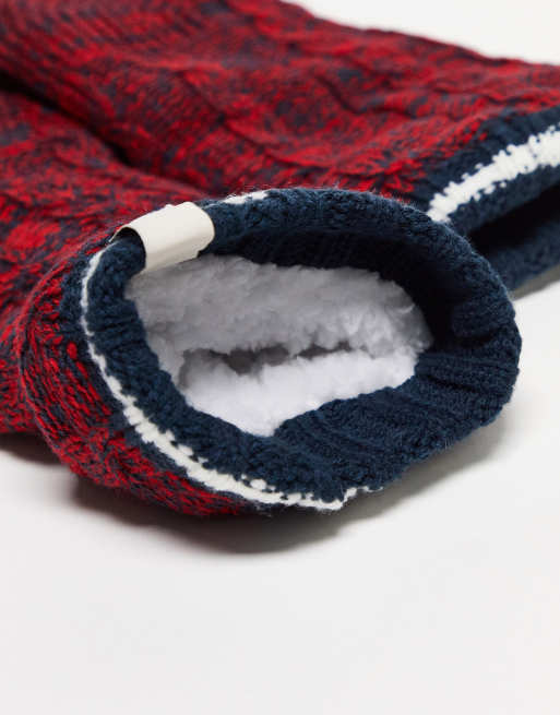 Original Penguin – Weihnachtliche Hausschuh-Socken aus Zwirn in Rot, 2 von 4
