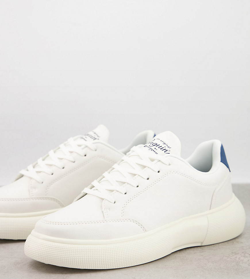 Original Penguin wide fit chunky back tab sneakers in white mix