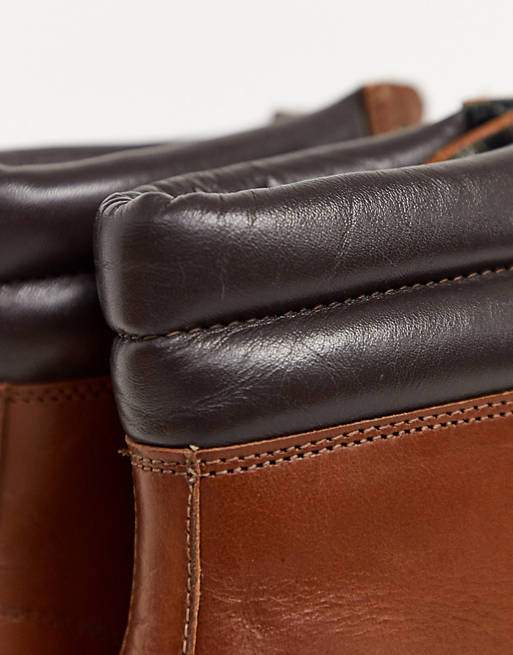 Mens Original Penguin Clondyke Leather Boots in Tan Brown/Black 