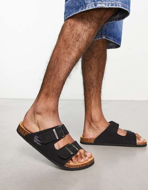 Original Penguin Wide Fit – Czarne sandały z imitacji skóry ze sprzączkami, 2 z 4
