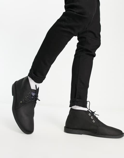 Black leather desert boots mens sale