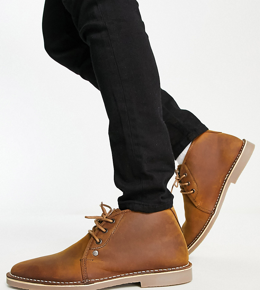 Original Penguin Wide Fit Desert Boots In Tan Leather-brown
