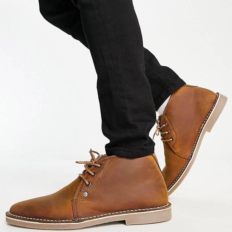 Mens Shoes Boots Chukka boots and desert boots Original Penguin Leather Wide Fit Desert Boots in Black for Men 