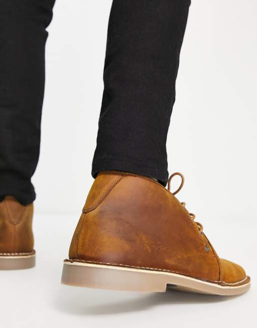 Tan leather hot sale desert boots