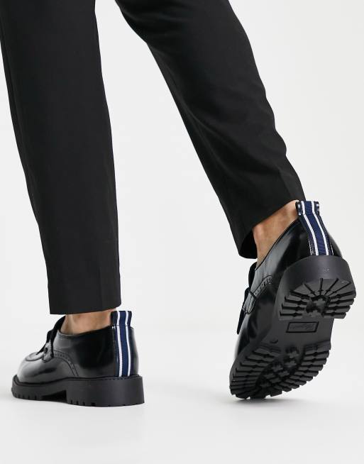 Original Penguin Wide Fit fringe penny loafers in black leather, 2 of 4