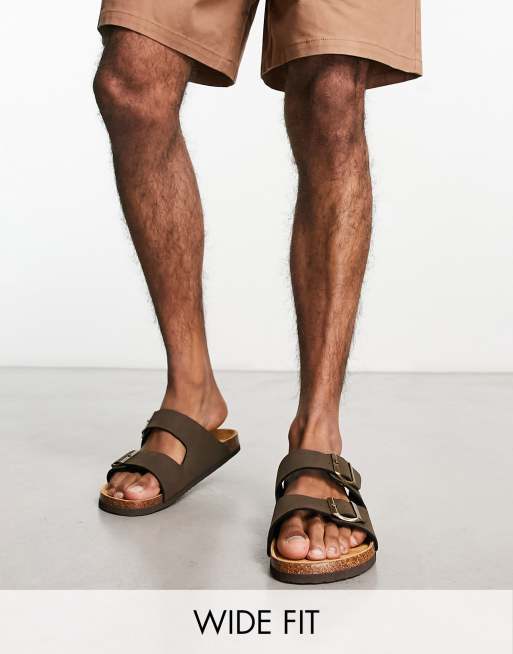 Original Penguin - Wide Fit - Sandaler med spænder i brunt imiteret læder