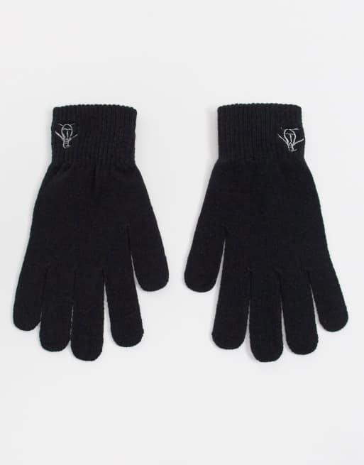 Original Penguins - Geribbelde handschoenen in zwart en zilvergrijs