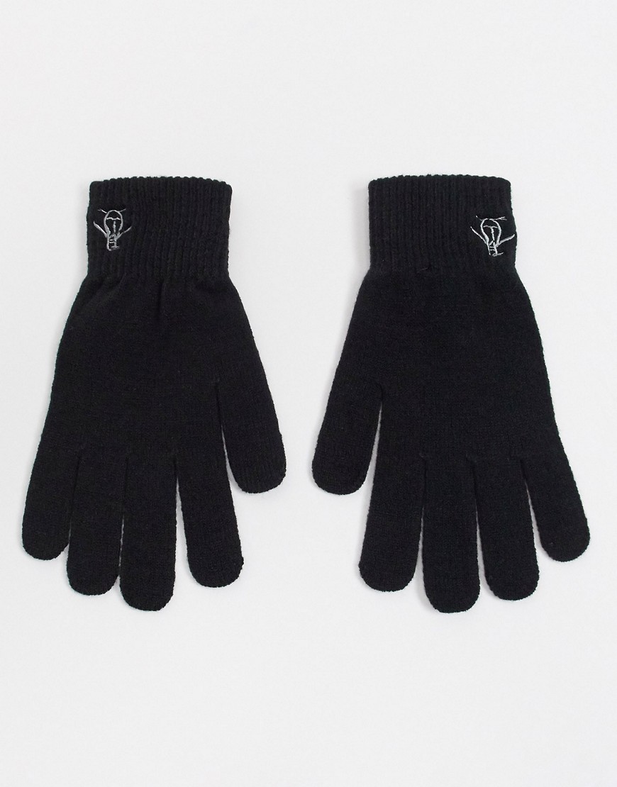 Original Penguins rib gloves in black and silver gray