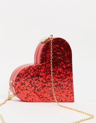 фото Оригинальный клатч в форме сердца asos design-красный