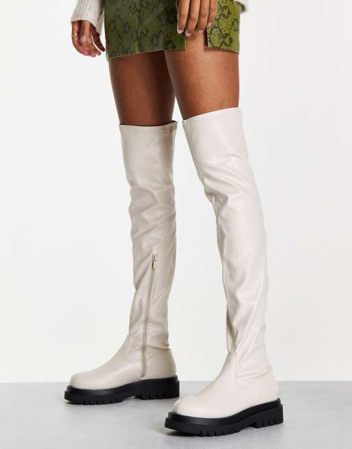 Cream over the knee hot sale boots