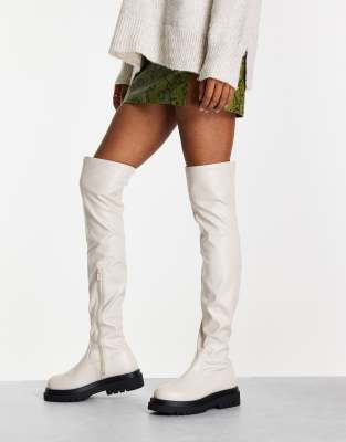 cream flat over the knee boots