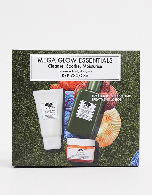 Origins Cleanse Shroom Moisturise Set: Mega Glow (Oily Skin)