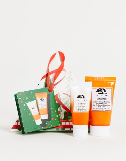 Origins – Discover Joy Glow Boosters Ginzing – Hautpflege-Set mit Verpackung im Weihnachtskugel-Design (40% Rabatt)