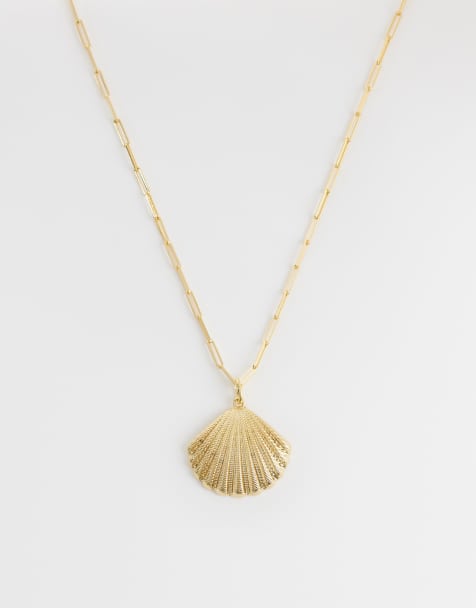 Orleia statement textured shell necklace in 18k gold plated - view 1