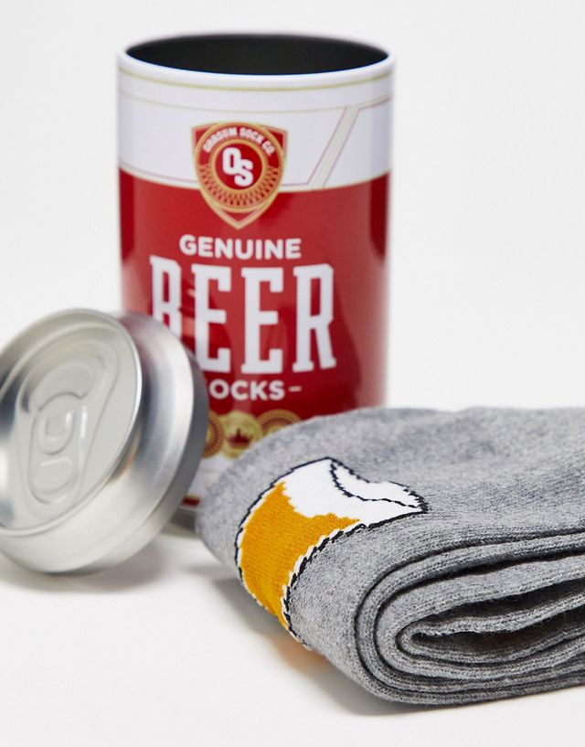 Orrsum Sock Company beer socks in Christmas gift can in gray