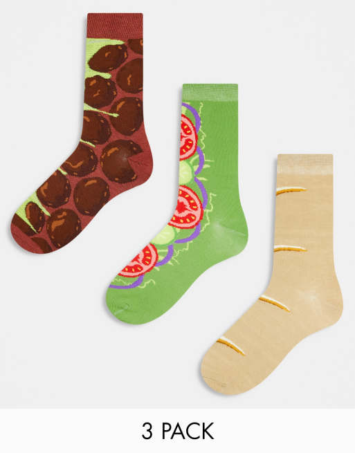 Orrsum Sock Company - Coffret cadeau avec 3 paires de chaussettes à motif sandwich
