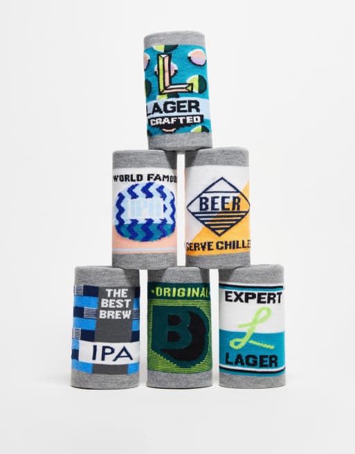Orrsum Sock Company - Coffret cadeau avec 6 paires de chaussettes à motif bière artisanale