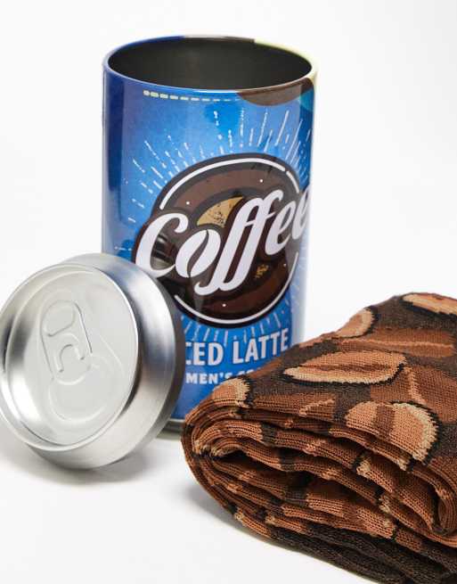 Orrsum Sock Company - Coffret cadeau de Noël en forme de canette avec chaussettes à motif café - Marron