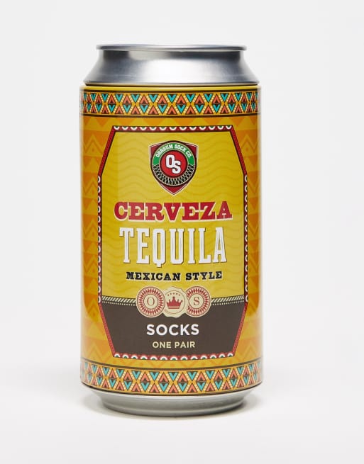 Orrsum Sock Company - Coffret cadeau de Noël en forme de canette avec chaussettes à motif tequila - Vert 