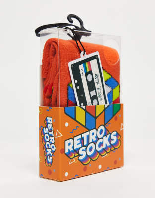 Orrsum Sock Company retro cube Christmas sock gift box in orange